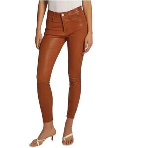 Frame Le Skinny de Jeanne Cognac Brown Lamb Leather Pants 26